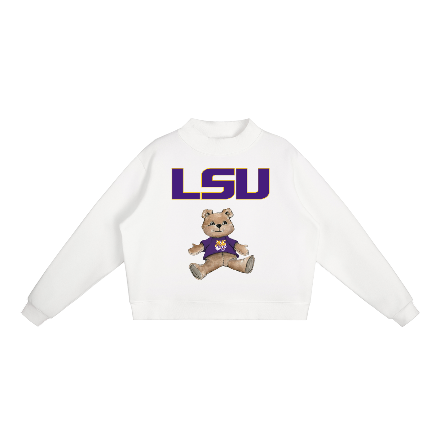 LSU Mock-Neck Crew Sweatshirt