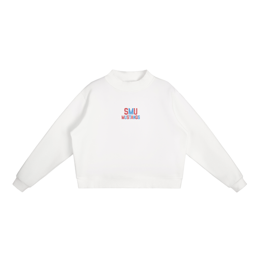 SMU Embroidered Mock-Neck