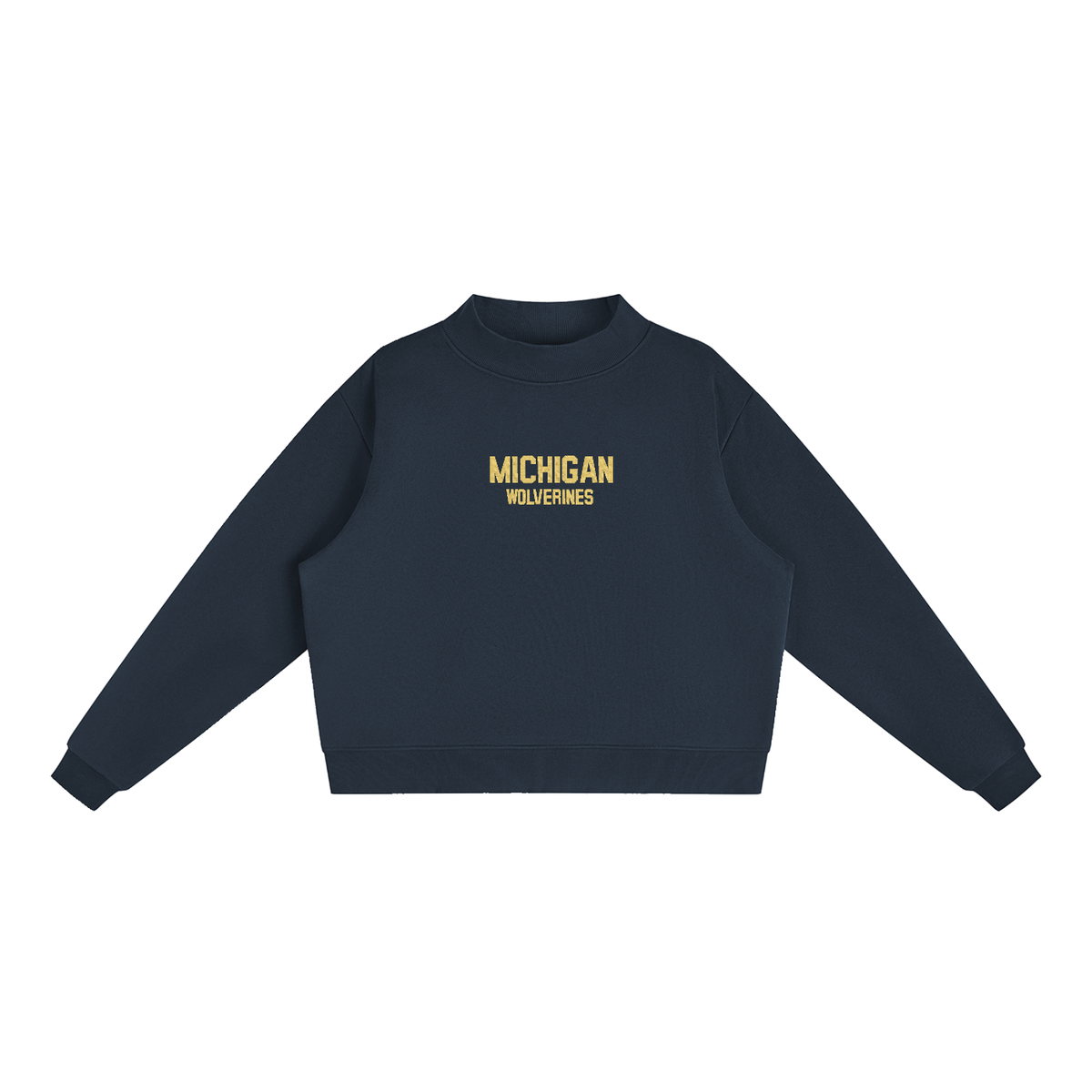 Michigan Embroidered Mock-Neck