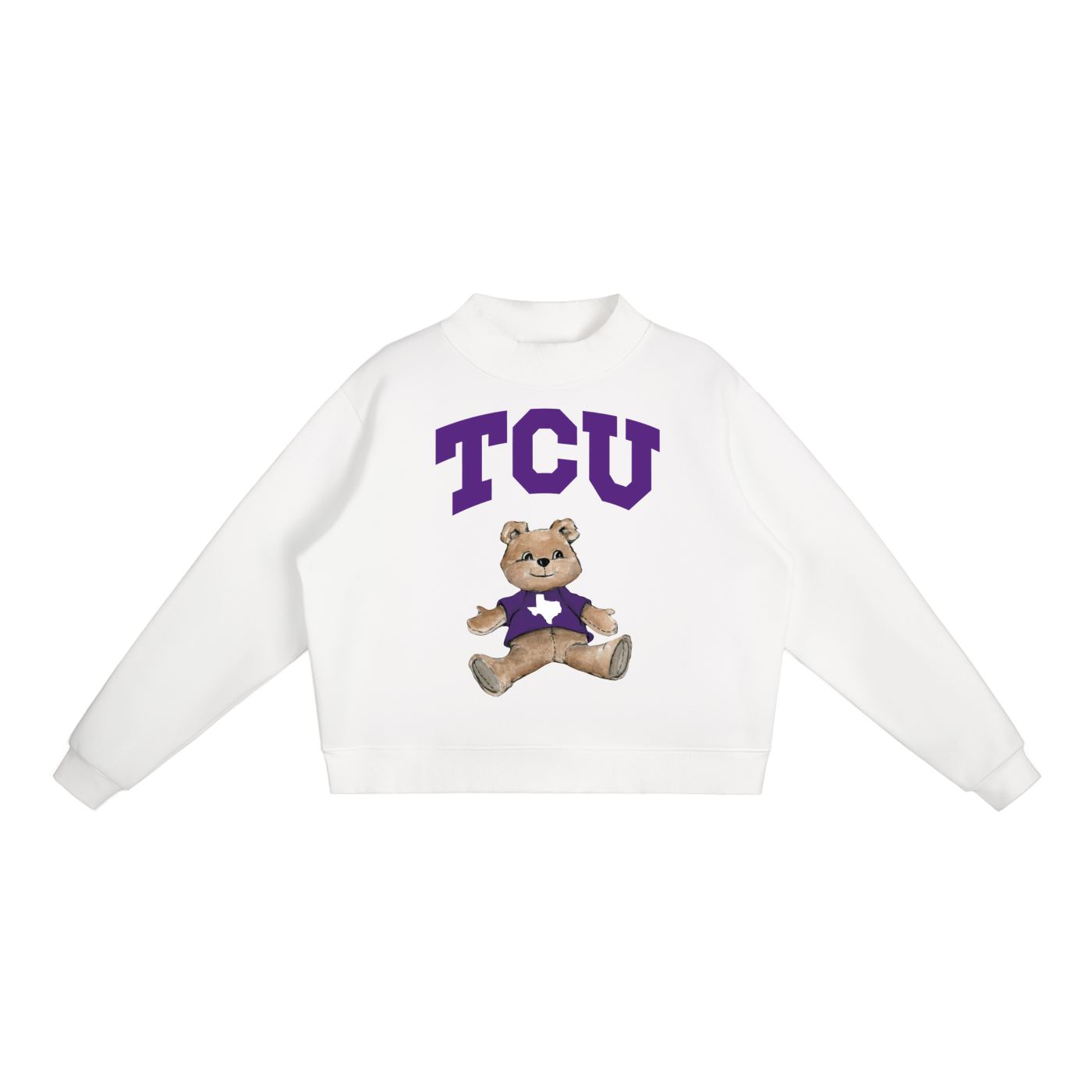 TCU Mock-Neck Crew Sweatshirt